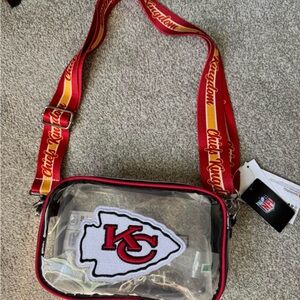 NFL Kansas City Chiefs Clear Crossbody Bag - Red and Yellow Strap